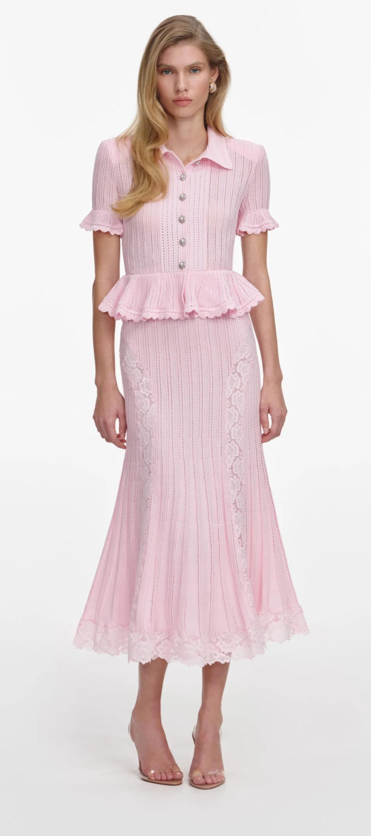 VESTIDO PUNTO CALADO & PEPLUM