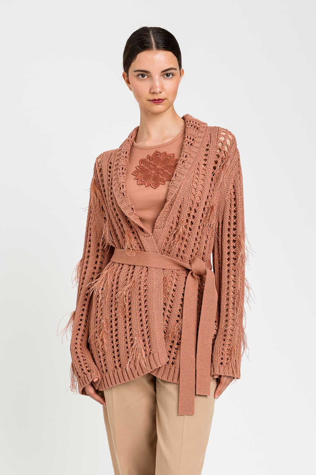 CARDIGAN CALADO PLUMAS