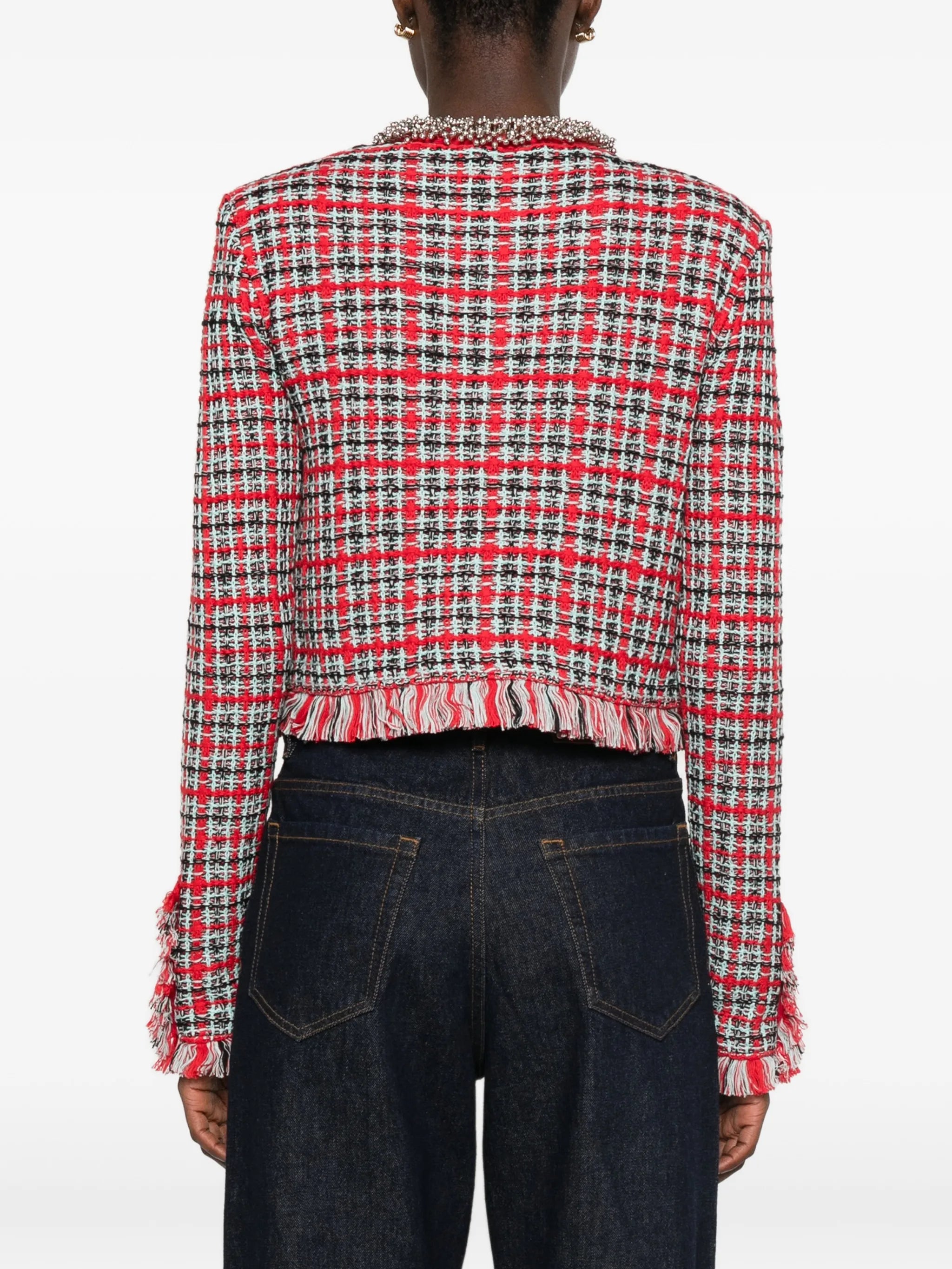 CHAQUETA CHECK FRAYED KNIT