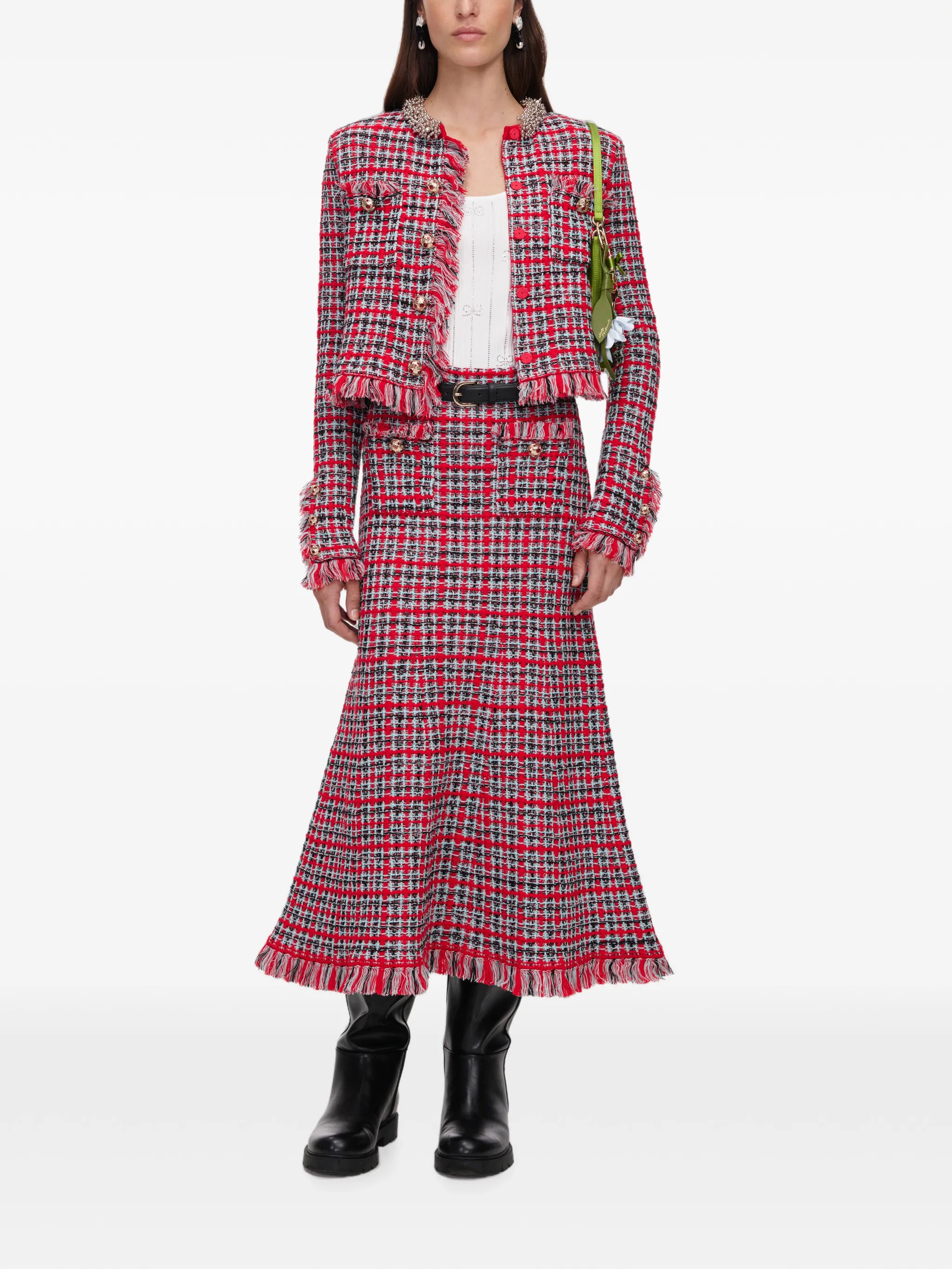 FALDA CHECK FRAYED KNIT