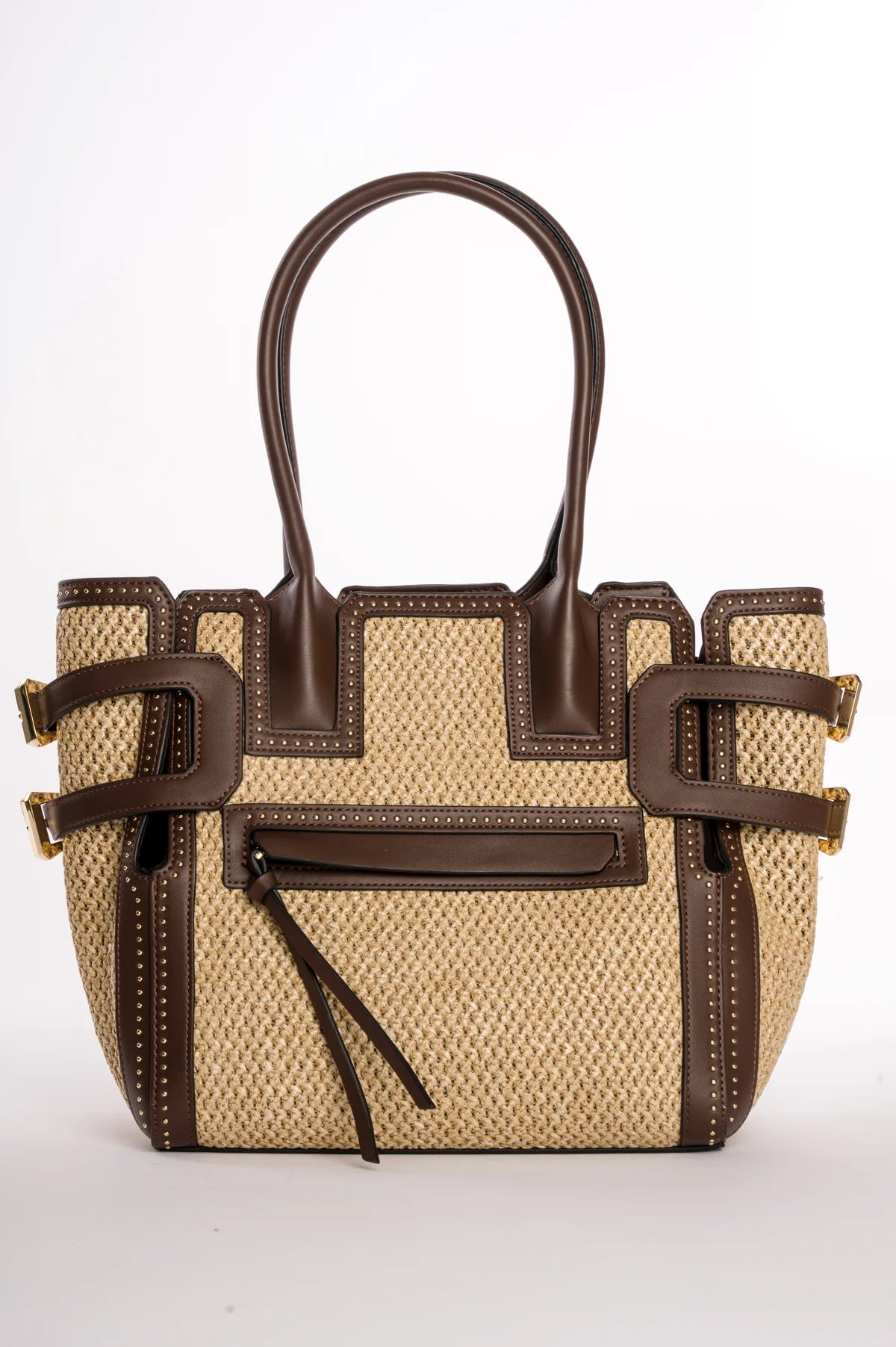 BOLSO RAFIA CON DETALLES TACHUELAS