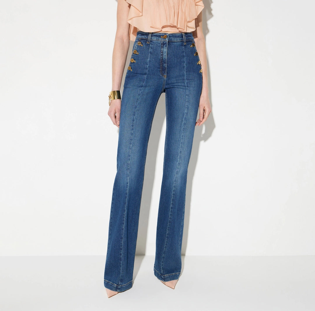 JEANS PALAZZO BOTÓN
