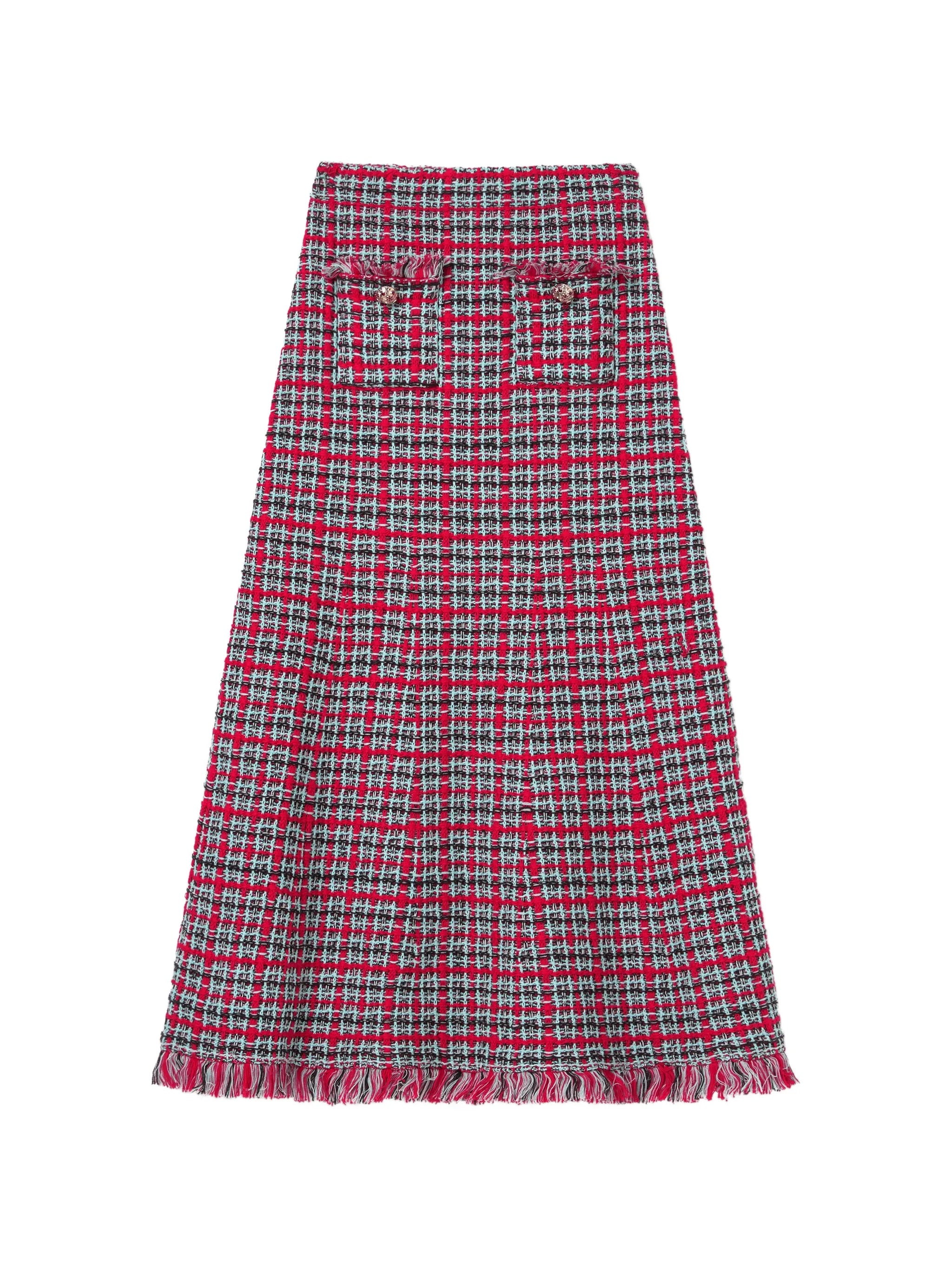 FALDA CHECK FRAYED KNIT