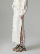 FALDA MIDI ROMBOS FLECOS