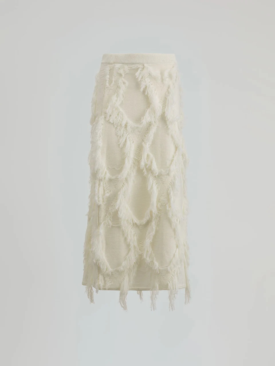 FALDA MIDI ROMBOS FLECOS