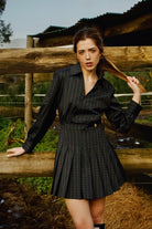 VESTIDO CUADROS Y TABLAS BORDADO